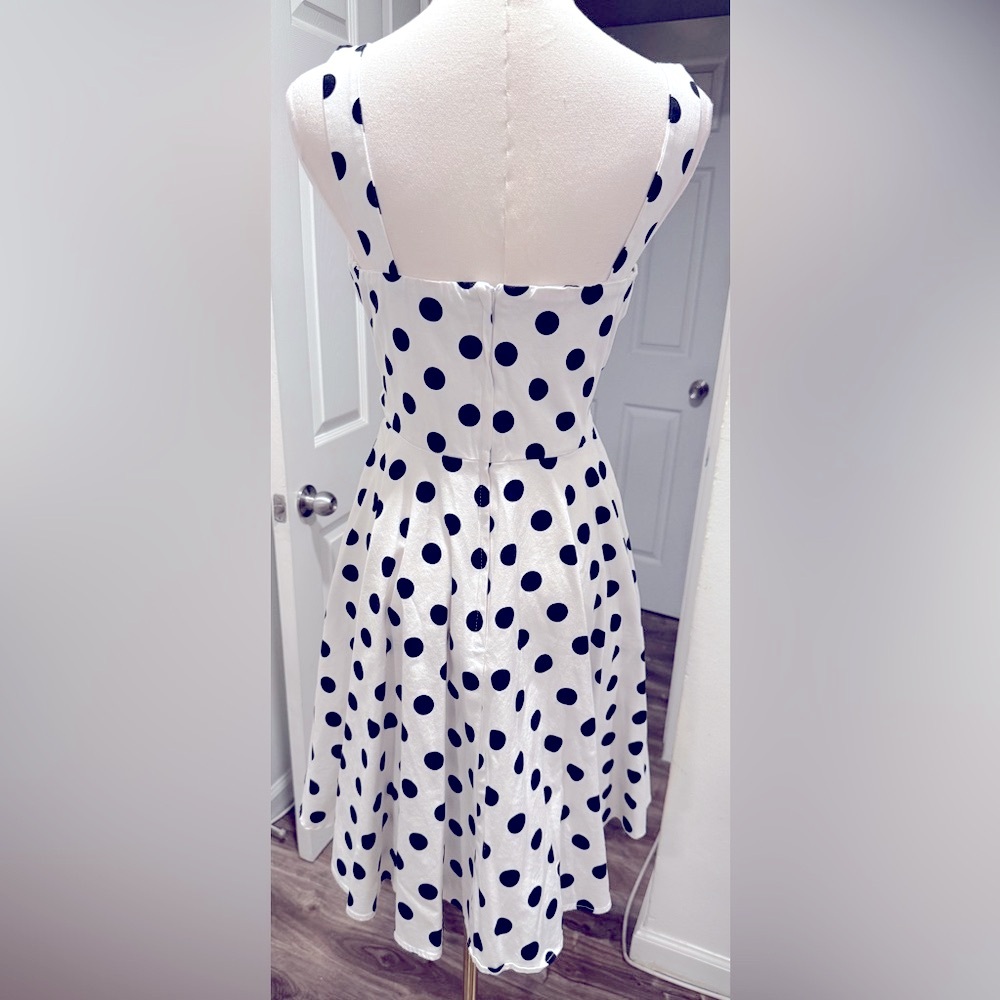 Ixia White & Black Polka Dot Midi Dress – Size M - Picture 2 of 3